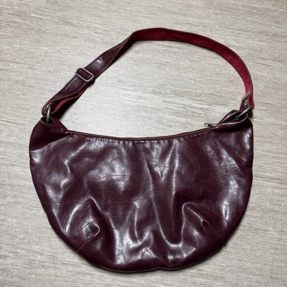 Vintage Crystalyn Kae Hobo Bag Half Moon Burgundy Wine Shoulder Bag Zip Close - Picture 1 of 7